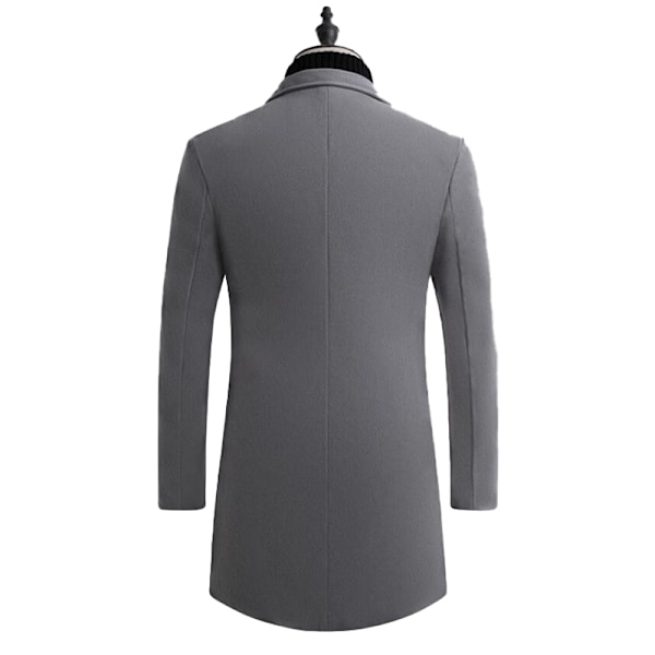 Herrar Trenchcoat i Ullblandning, Slim Fit, Överrock Light Grey M