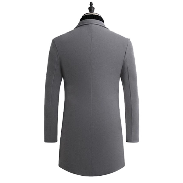 Mænds Trenchcoat i Uldblænding, Slank Pasform, Overfrakke Light Grey M
