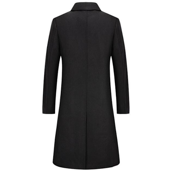 Lång kappa för män Slim Fit Vinterkappa Varm överrock black M