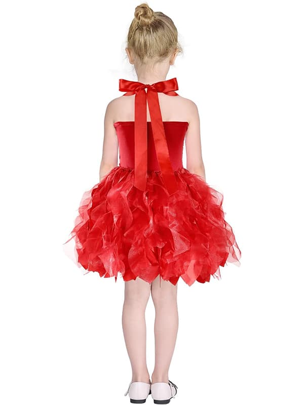 Tutu-klänning för flickor, Glittrande Sekvenstull Prinsessfödelsedagsklänning Red 4T