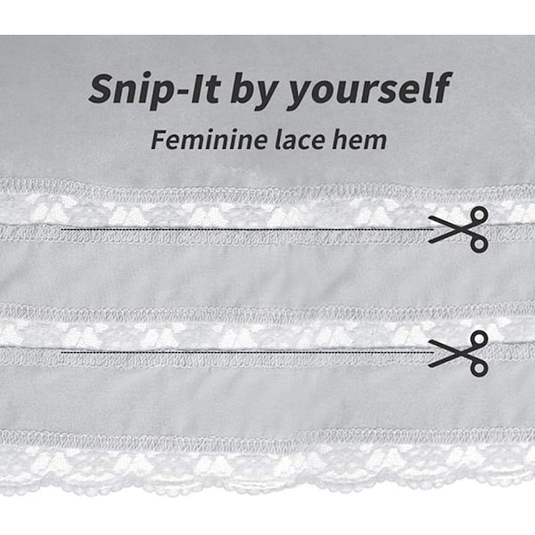 Halv Slips för Kvinnor Underskjort Klänning Spets Kant Knälång Kort Kjol Grey L