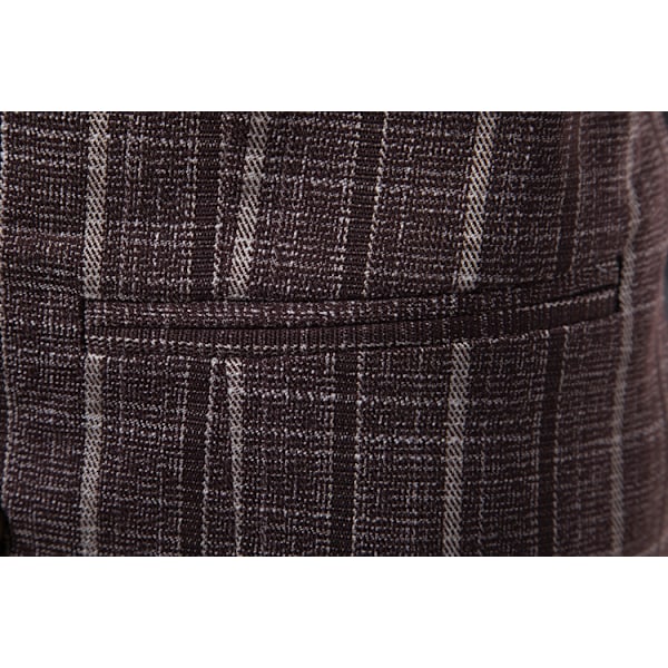 Herrar Väst i Randigt Tyg, Slim Fit, Formell Klädväst, Dubbelknäppt, Business Väst Coffee M