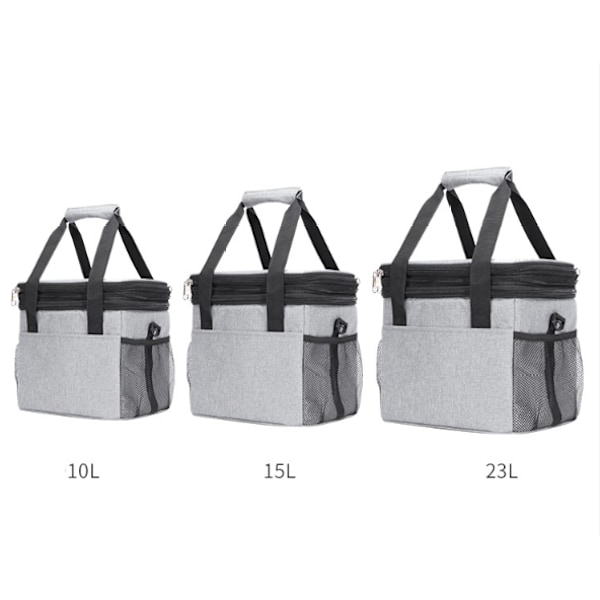 Lunchbox med Dubbel Däck, Utbyggbar Isolerad Lunchväska med Justerbar Axelrem 10L