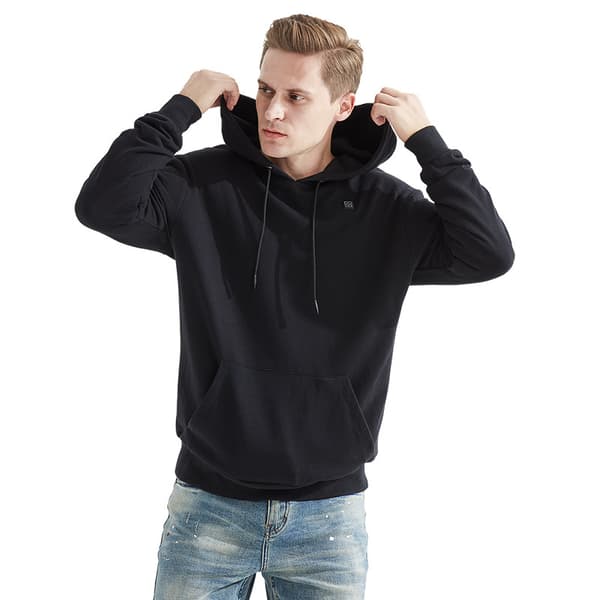 Hettegenser med oppvarming og batteripakke 7.4V for menn Black L