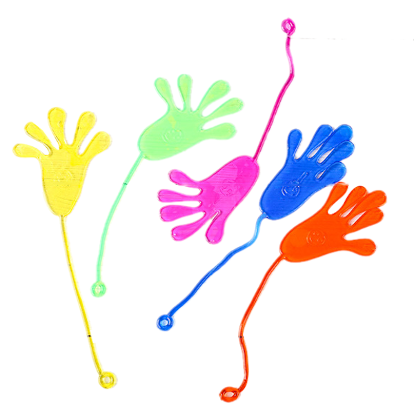 6 ST Wacky Fun Stretchy Glitter Sticky Hands