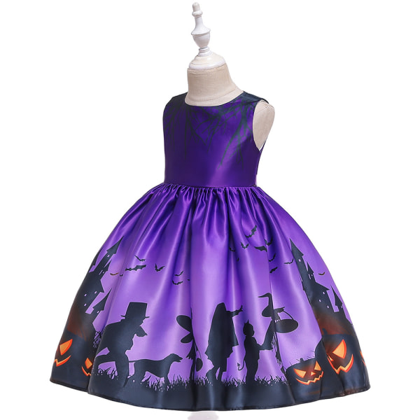 Lasten Halloween-haamu-kurpitsa-kallopainatut Cosplay-juhlapuvut Purple 100cm