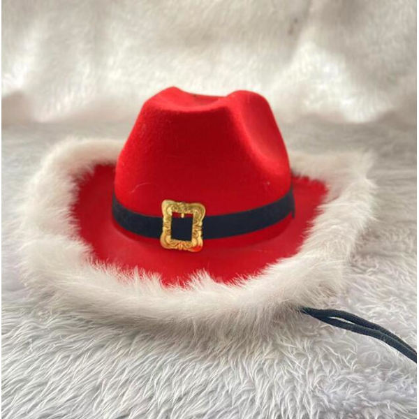 Dames Julehat med LED-fjerpynt Red