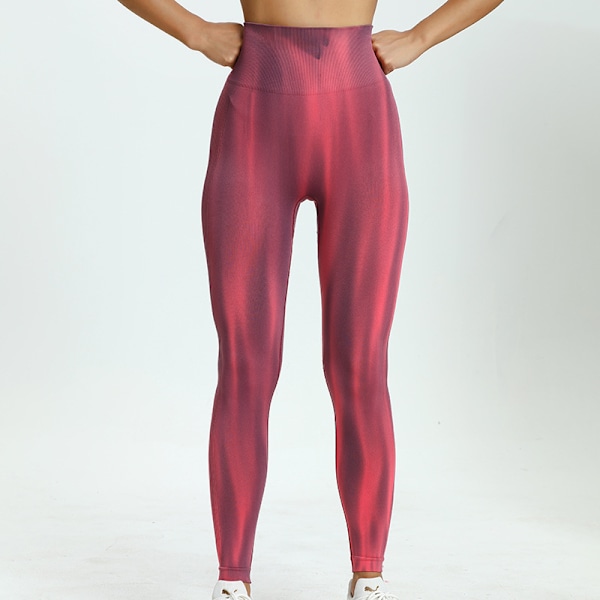 Högmidjade Yogabyxor Aurora Tryckt Löpning Träningstights Red M