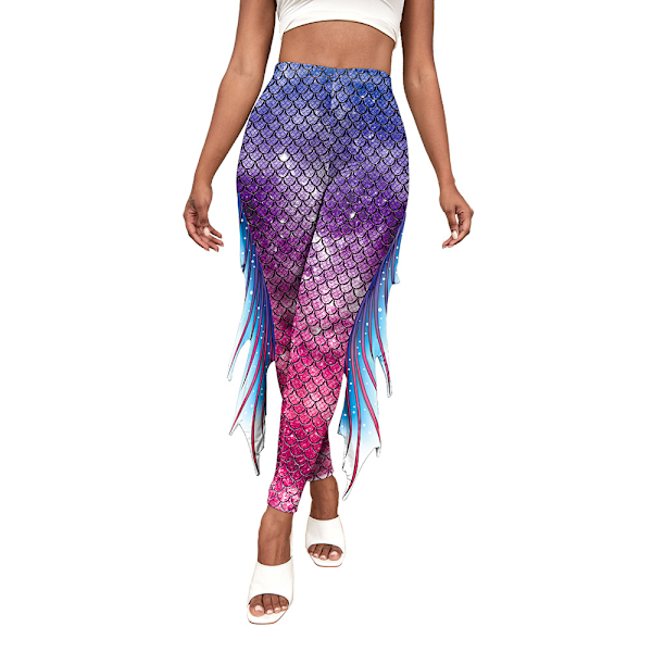 Sjöjungfru Leggings för Kvinnor Fiskfjäll Leggings Style 1 L