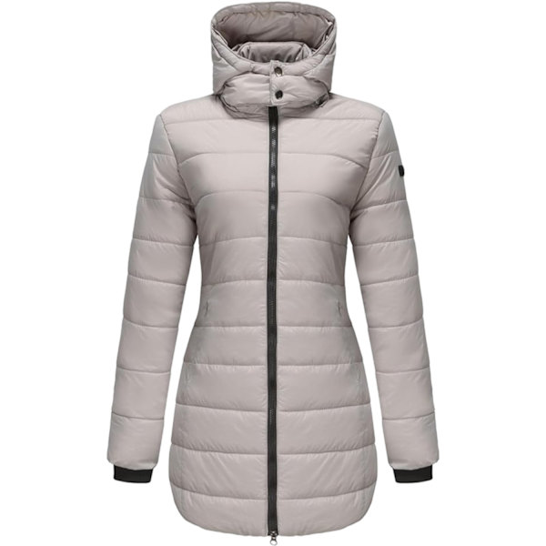 Dame Lang Pufferjakke med Hætte - Letvægts og Varmt Thermolite Gray XL
