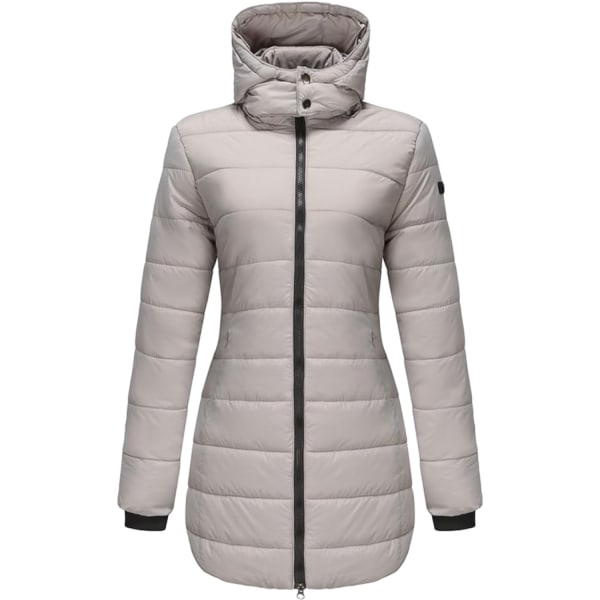 Lång dunjacka med huva för kvinnor, lätt och varm, Thermolite Gray L