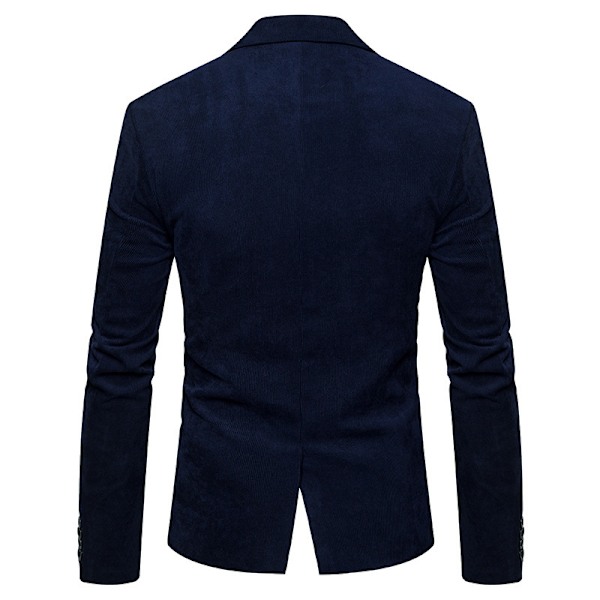 Herre Casual Cordfløyelsjakke Klassisk Passform Sportjakke Navy Blue L