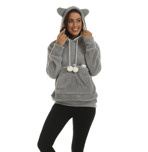 Fuzzy Hoodies Pullover Hoodie dam black M