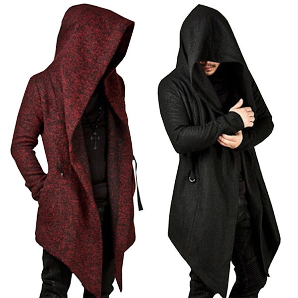 Höst Vinter Herr Långärmad Kläder Sweatshirt Hoodie Wine Red M