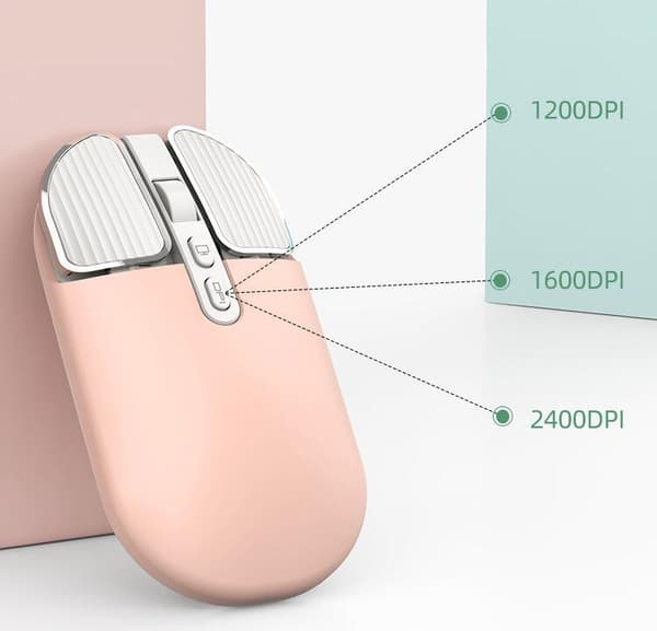 Trådlös Bluetooth-mus med 2.4G-mottagare Pink