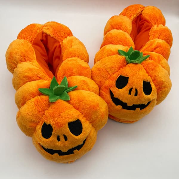 Plush Teddybjörn Tofflor för Kvinnor pumpkins