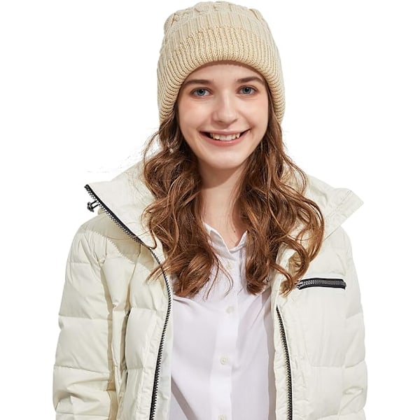 Varme, tykke, bløde kabelstrikkede damer beanies Beige