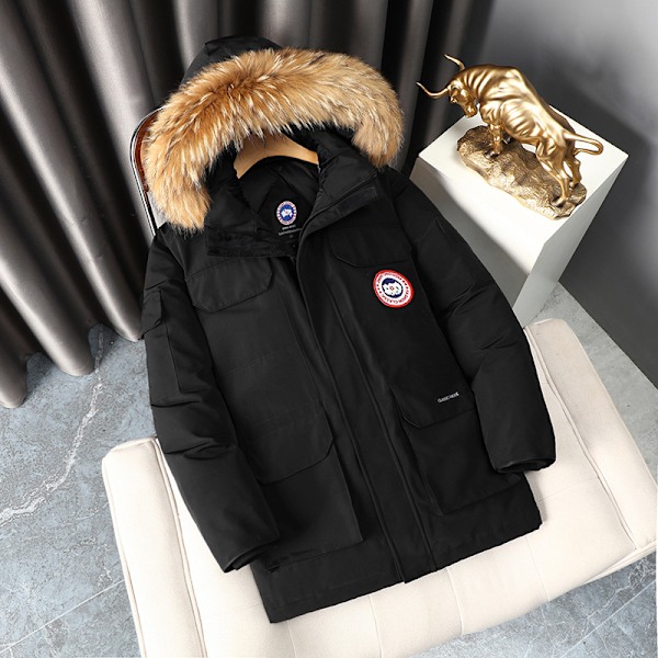 Mænds Tyk Vinterjakke, Varmt Parker Hættejakke Black 4XL