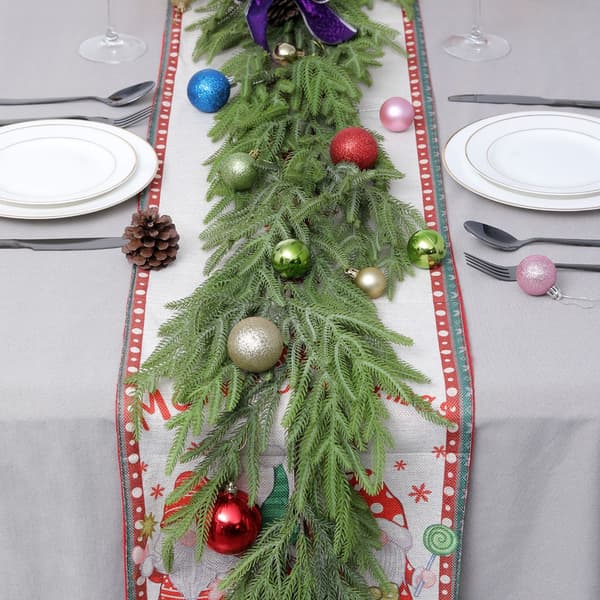 Kunstige Norfolk Pine Girlander, Ægte Touch Vinter Pine Girlander til Jul 2.7m