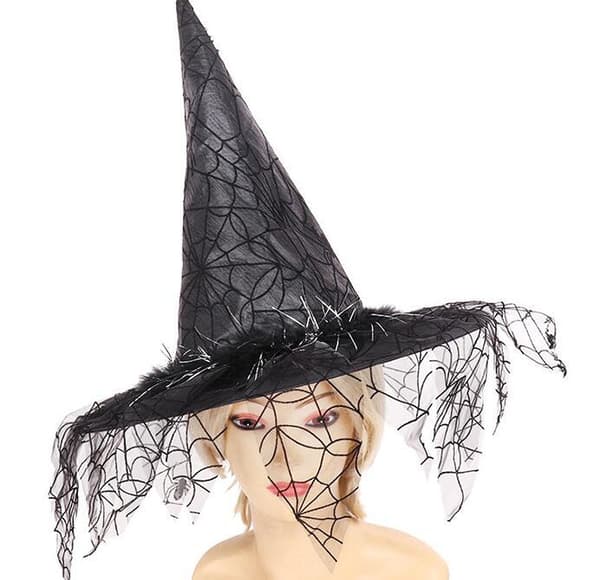 Halloween-noitahattu, verkkohattu Black