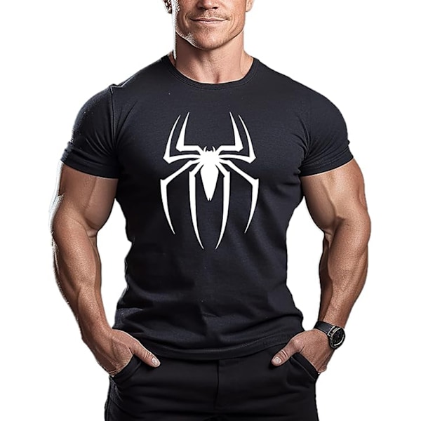 Herre Spider Kroppsbygging T-skjorter Gym Trening Topp Muskel Kort Erme Skjorter Black Red 3XL