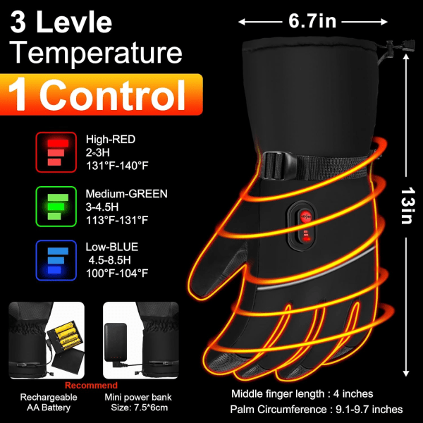 Kosketusnäyttöiset sähkölämmitteiset hanskat naisille Black