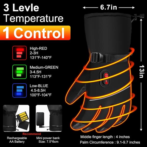 Touchscreen Elektrisk Opvarmede Handsker Damehandsker Black
