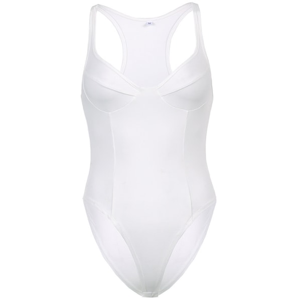 Bodystocking til kvinder, dyb V-hals Shapewear Bodystocking Rygløs white S