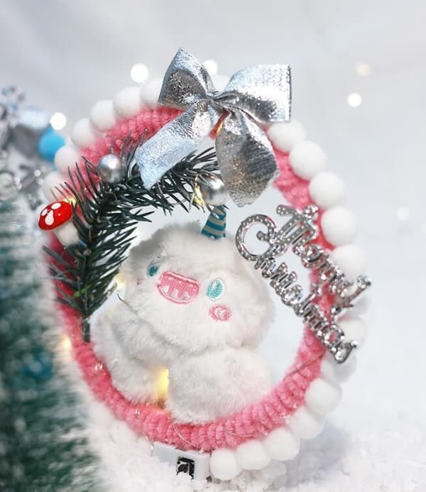Håndlaget DIY-krans med lys til jul White