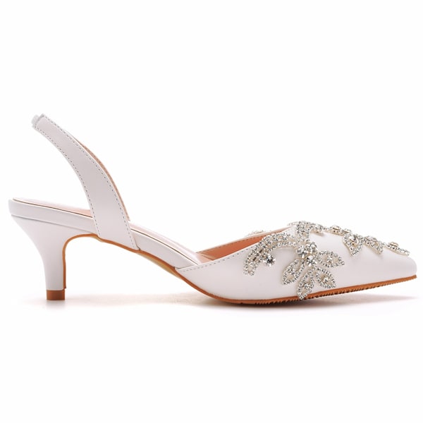 Damklackar med Slingback, Låg Häl och Spetsig Tå White 43