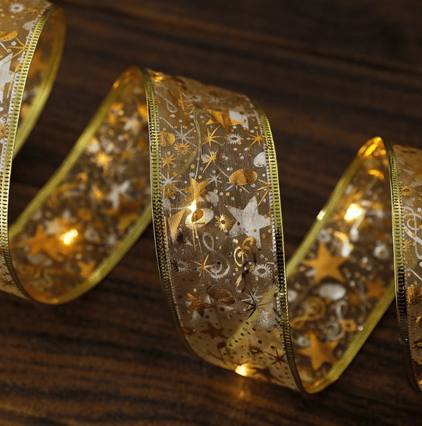 Christmas Tree String Lights, Glödande Ribbon Lights gold 16.4FT 50Led
