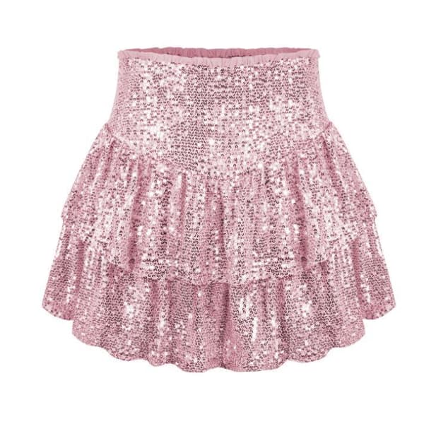Kvindesexy Sequin Kort Skørt Pink M