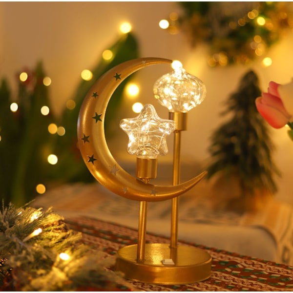 LED Magic Moon Nattlampe | Bordlampe med stjerner | Dekorativ stjerne | Dekorativ kule
