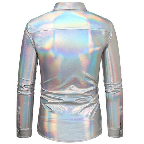 Hvit skjorte for menn med lang erme og smal passform Silver 2XL