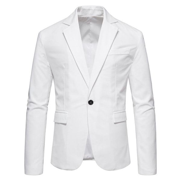 Herrkavaj med en Knapp, Enfärgad, Slim Fit, Lättviktsjacka White M
