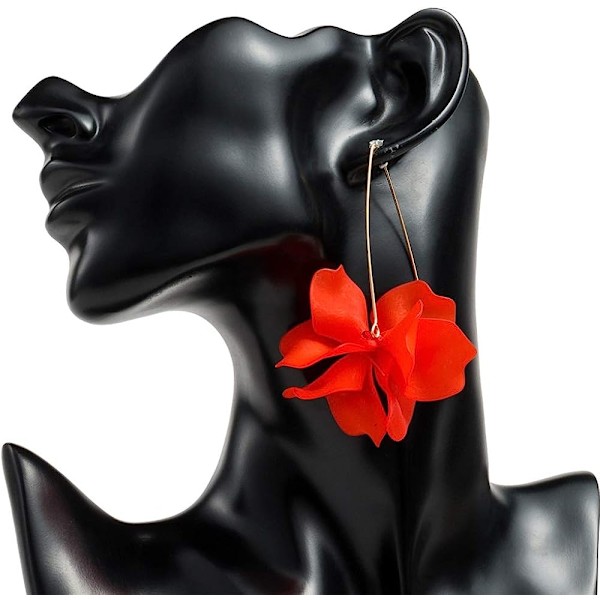 Boho Rose Petal Dangle Resin örhängen Red