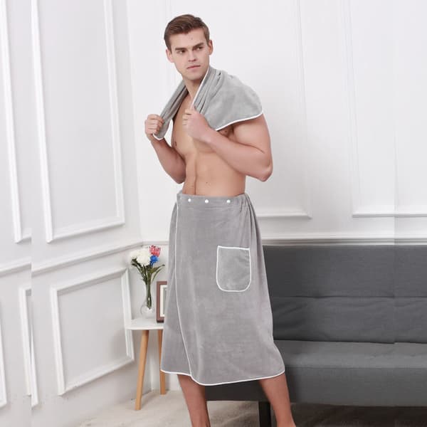Håndklædewrap til mænd, hurtigtørrende mikrofiber håndklæde til mænd Grey