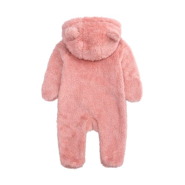 Jumpsuit med huva i fleece för nyfödd pink 3 M