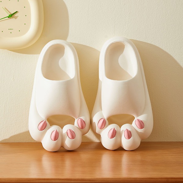 Kattenslabbsko - Søte, morsomme, komfortable og myke hjemmesko White Shoes Size 40-41