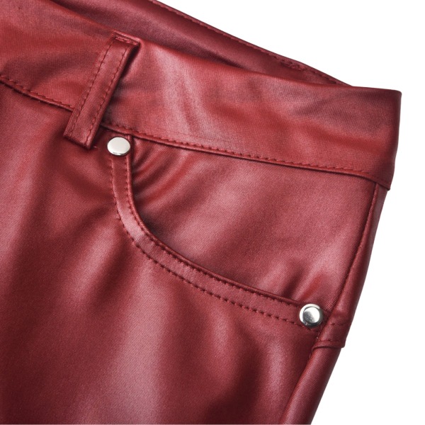 Leggingsbyxor i konstläder för kvinnor wine red S