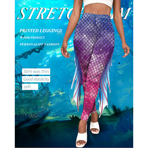 Sjöjungfru Leggings för Kvinnor Fiskfjäll Leggings Style 1 L