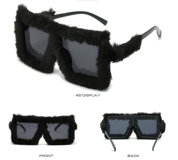 Plyschsolglasögon, dammode, maskeradglasögon BLACK*BLACK