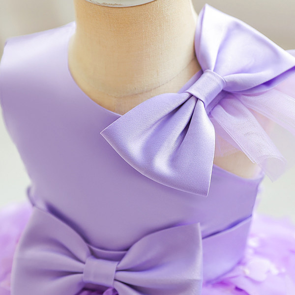 Tyttöjen Tulle Yksi Olkapää Mekot, Taaperon Jousi Solmio Virallinen Juhla Hää Tutu Mekko PURPLE 120CM