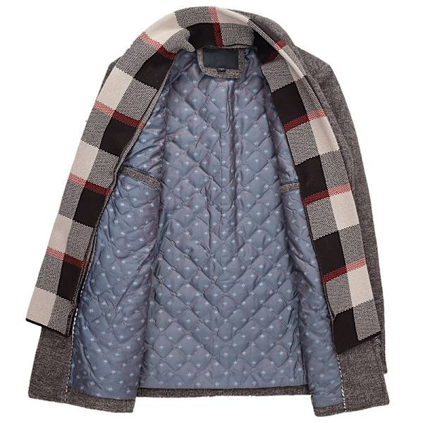 Herrar Ullblandning Peacoat med Avtagbar Mjuk Scarf Coffee M