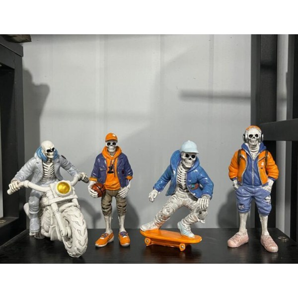 Skjelett Mannequin Statue Halloween Ornament Dekorasjon Headphones
