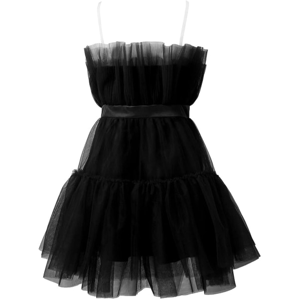 Kvinnor Kort Puffig balklänning Strapless Mesh Födelsedagsklänningar Black XL