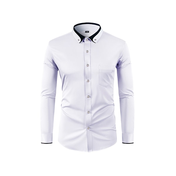 Herre Skjorter Langermet Business Casual Button Down Skjorte White 41