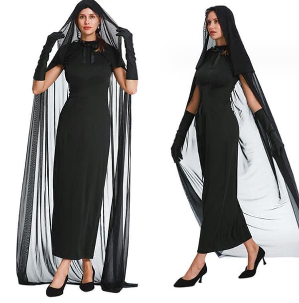 Vampyrheks Kostume til Kvinder med Mesh-Kappe L