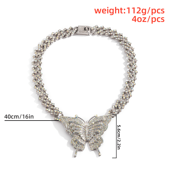 Crystal Butterfly Halsband Butterfly Rhinestone Halsband Silver