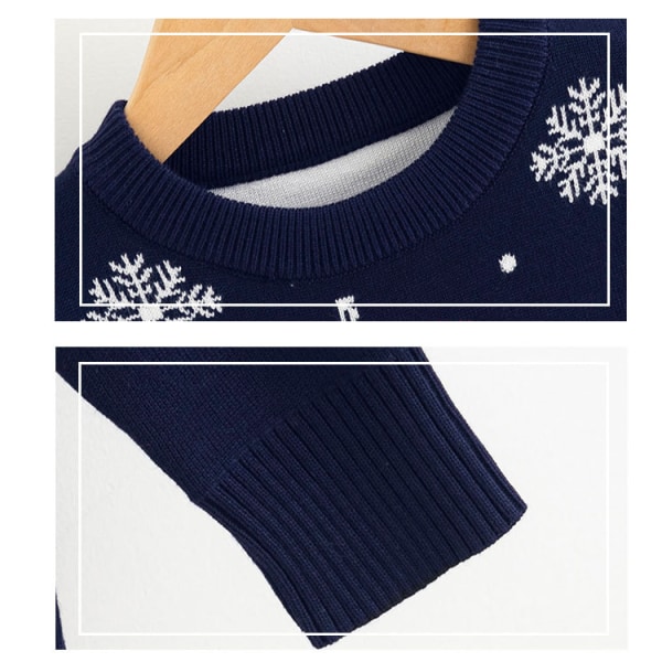 Kids Christmas Crew Neck Stickad Söt Pullover Blue 100